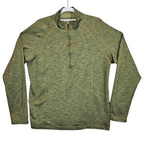REI Womens L Olive Green Quarter Zip Athletic Pullover Long Sleeve Made In USA